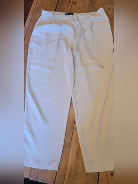 Zara Bone-color Drawstring Dress Pants